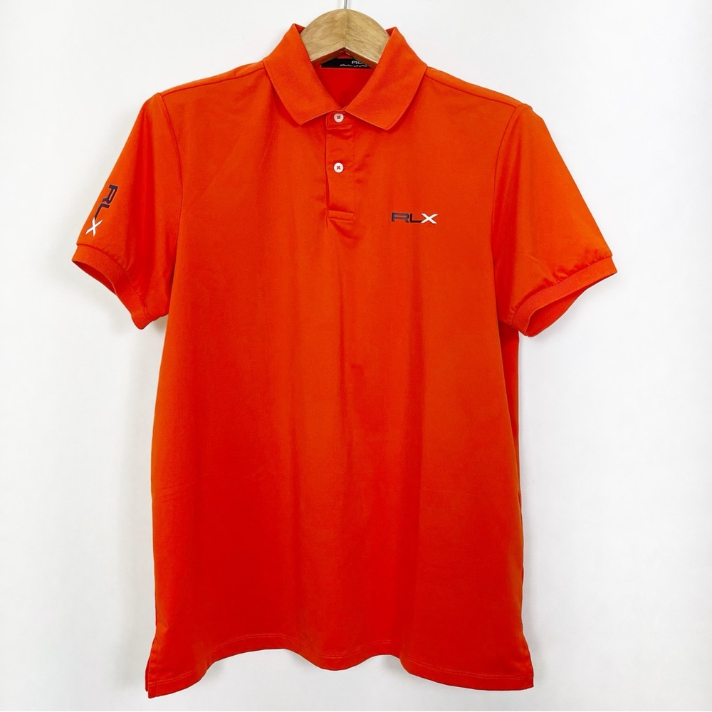 RLX Ralph Lauren Men’s Orange Classic Polo Short Sleeve Shirt Size Large‎